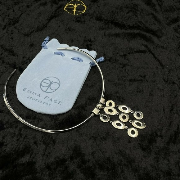 Emma Page Jewellery Pendant Triple Ovals Circles Silver 6cm - Picture 2 of 4